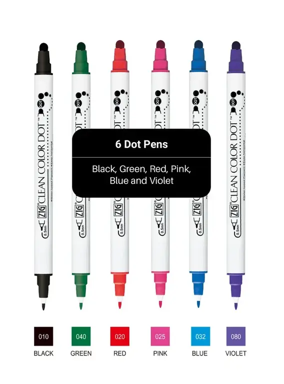 Kuretake Zig Clean Color Dot Marker - Metallic - Set of 6